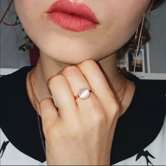 New Women’s 18K Rose Gold Plated Round Opal Ring - Picture 7 of 8